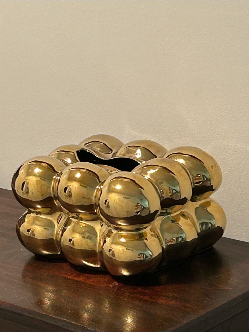 Modern Gold Electroplated Ceramic Bubble Tissue Box Cover